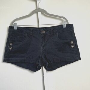 Anchor Blue Shorts Black Micro Corduroy Low-Rise Y2K Button Sz15 (Waist 36")